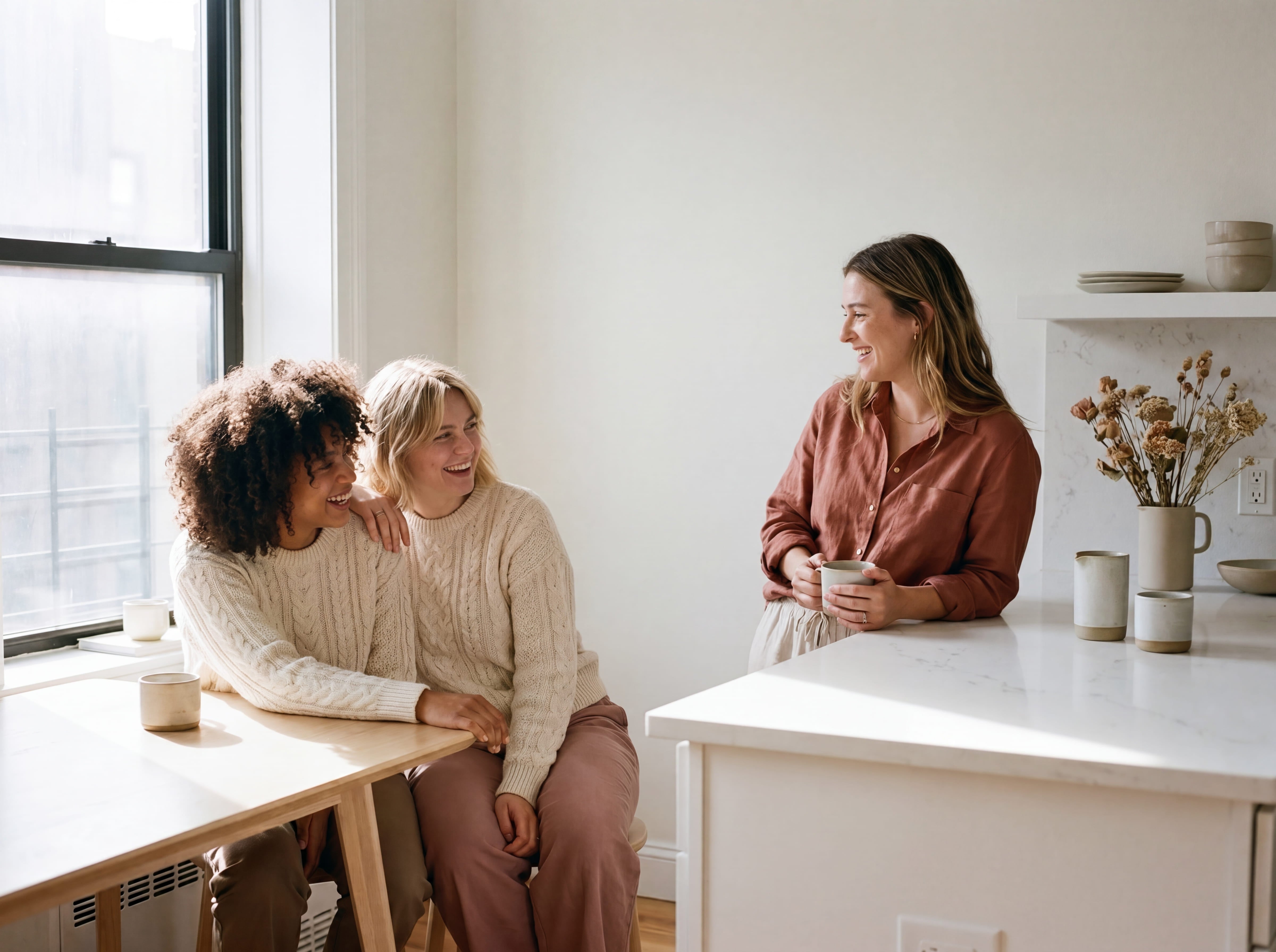 Frauen die ueber Periodenprodukte sprechen