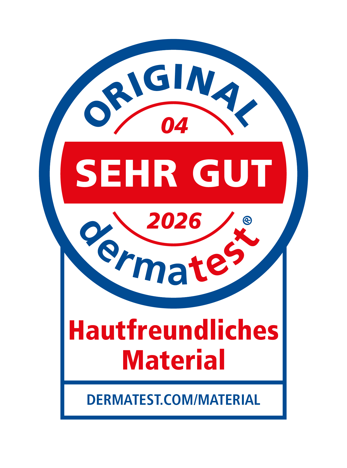 Dermatest Siegel SEHR GUT — Hautfreundliches Material